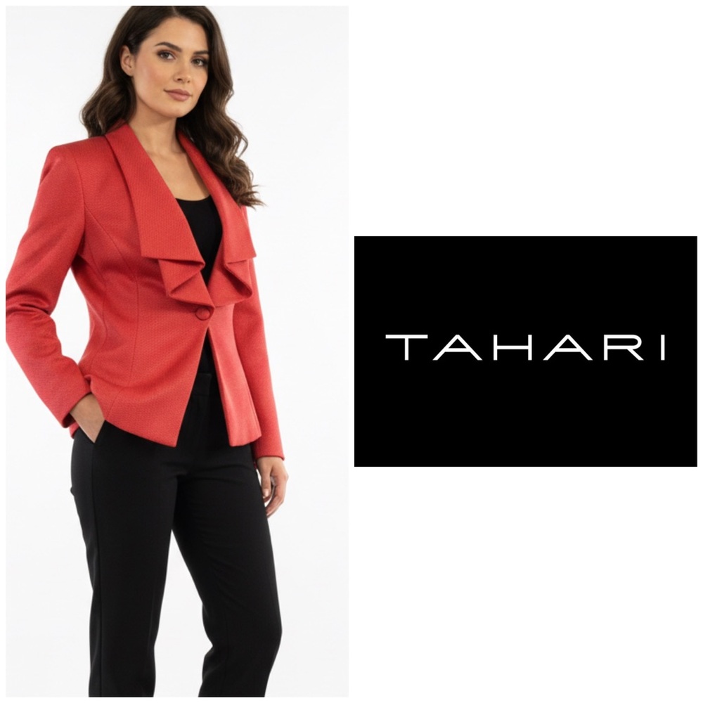 Tahari Scarlet Pink Draped Blazer
